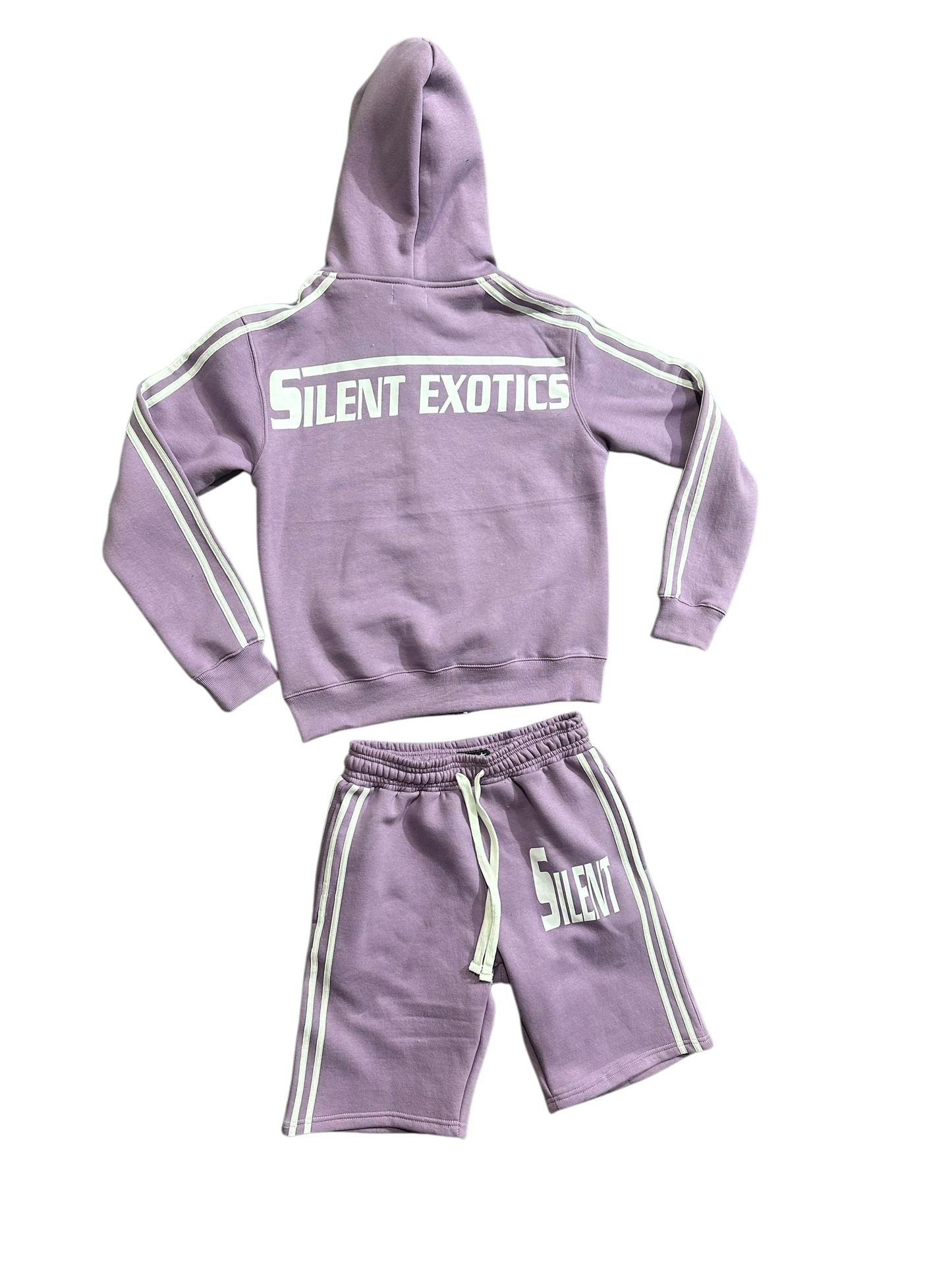 PURPLE SILENT HOODIE SHORT SET