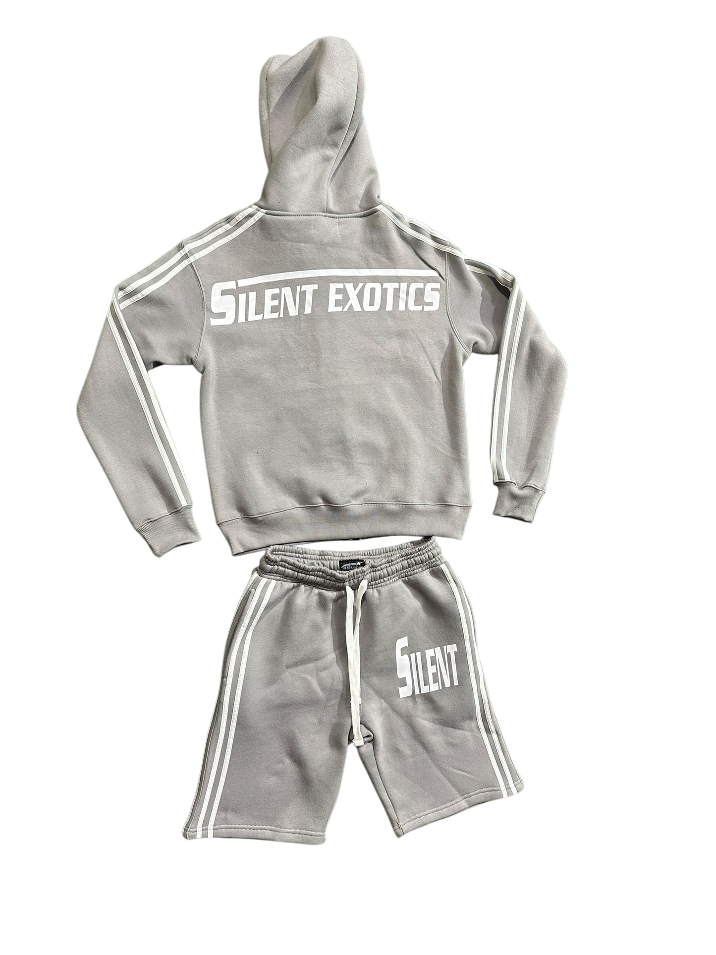 GREY SILENT HOODIE SHORT SET