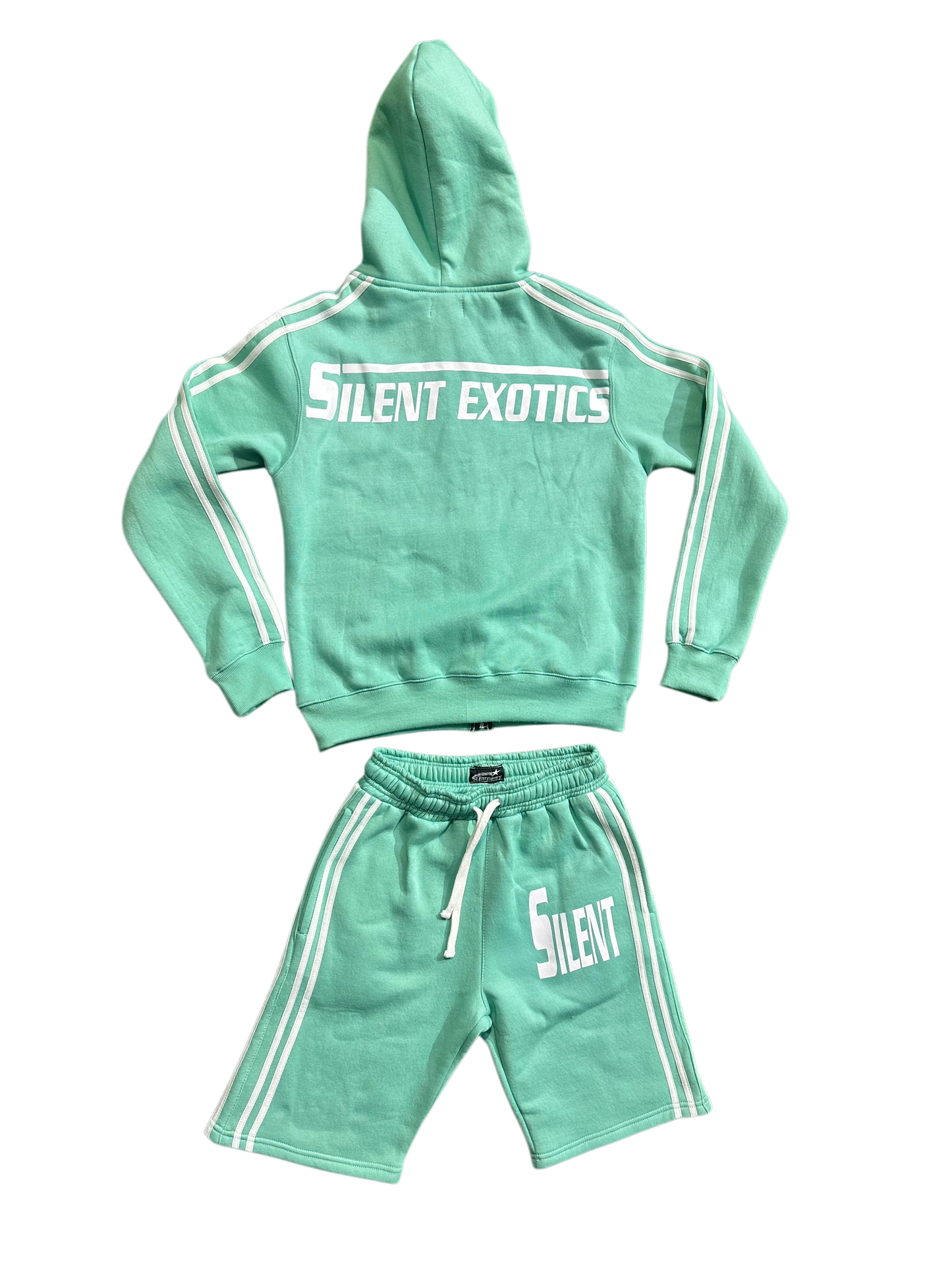 GREEN SILENT HOODIE SHORT SET