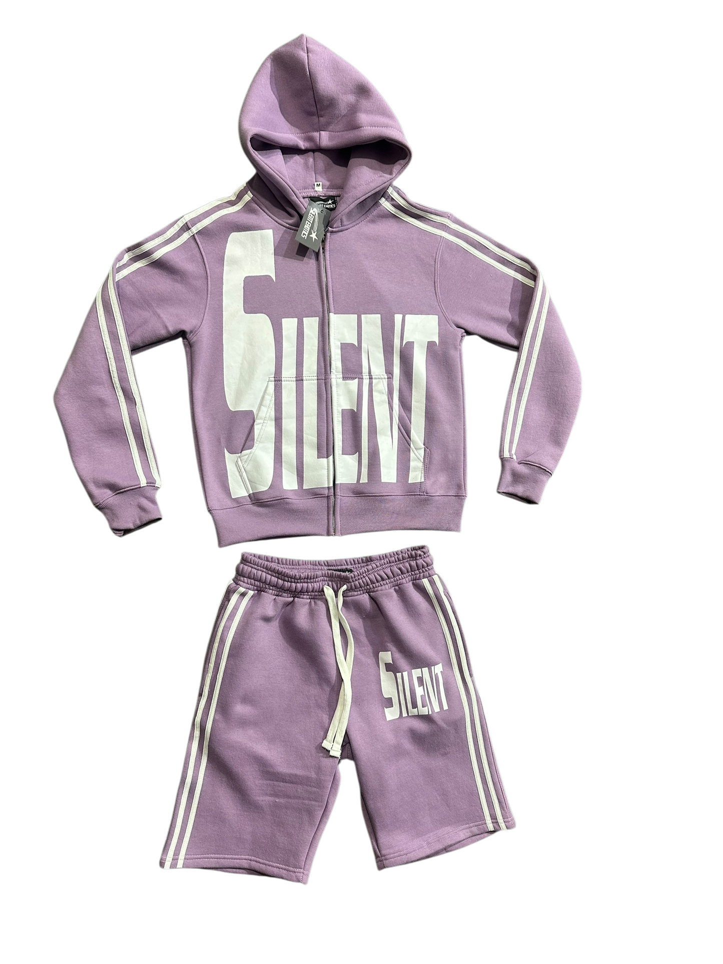 PURPLE SILENT HOODIE SHORT SET