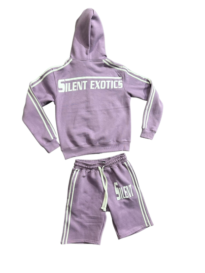 PURPLE SILENT HOODIE SHORT SET