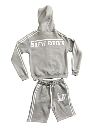 GREY SILENT HOODIE SHORT SET